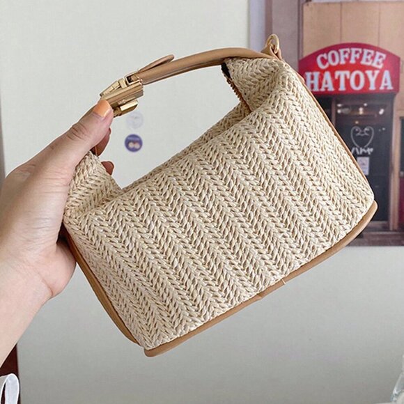 White Glamorous Women's Mini Handbag With Lock Button - Picture 10 of 10